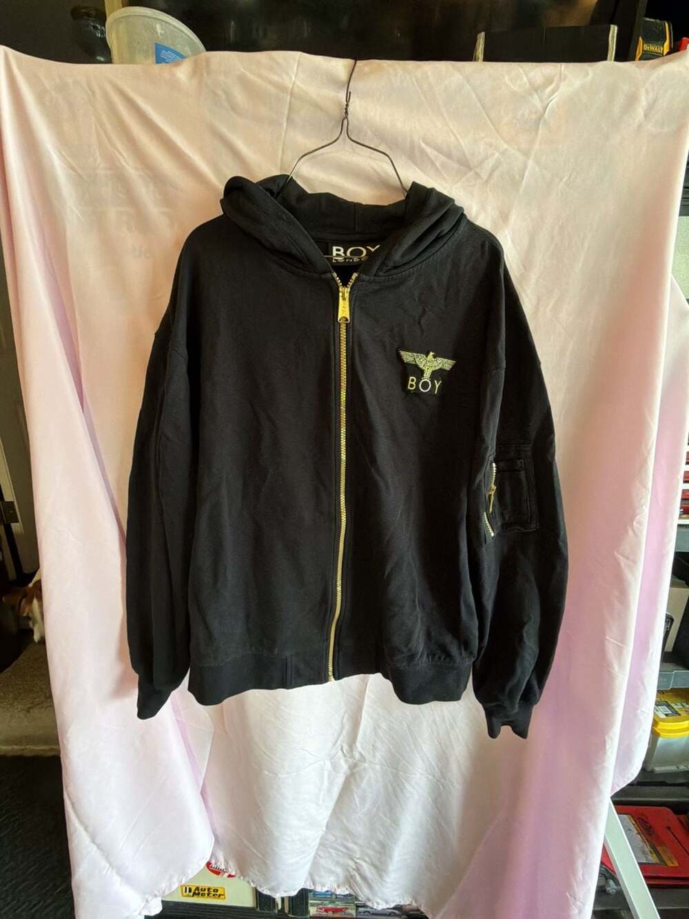 Boy London Black Full-Zip Hoodie with Gold Eagle Logo